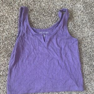 American Eagle Outfitters Purple Ribbed Cut Out Tank Top